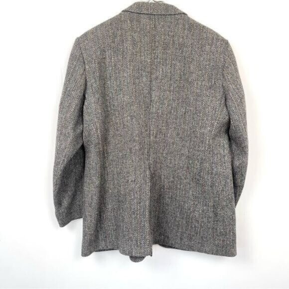 Harris Tweed 80s Wool Herringbone handwoven classic blazer sport coat gray 42 - Picture 3 of 8